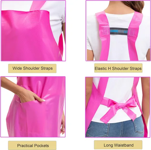 Miniatura 6 de Nanxson Delantal impermeable de TPU con bolsillo, delantales de trabajo ligeros para niñas, estilo H para lavar platos, aseo de mascotas, jardinería