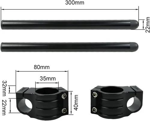 Miniatura 2 de FLYPIG Manillar de horquilla con clip para motocicleta de 11.811 in 7/8 pulgadas para Honda CB500 CB650 CB750 1969-1982 CBX CL77 MR250 SL350 CB450