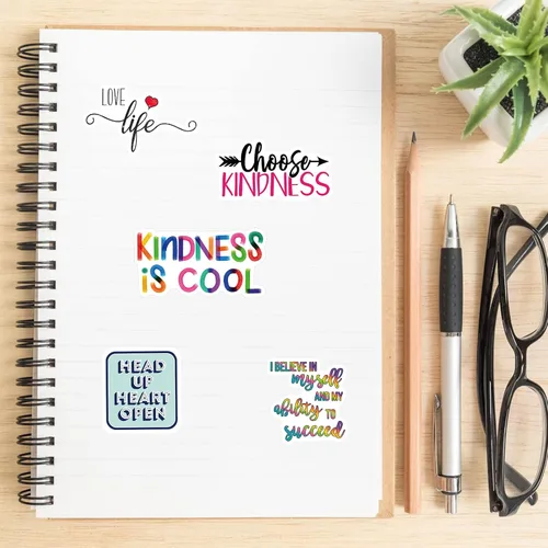 Miniatura 4 de Paquete de calcomanías inspiradoras, 52 unidades de calcomanías positivas y motivadoras de vinilo impermeable de Dovipta para estudiantes, Estímulo