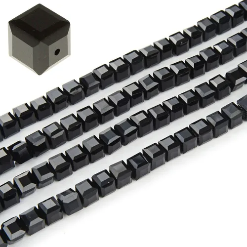 Miniatura 28 de 2 hebras checas de cristal en forma de cubo facetado sueltas cuentas espaciadoras a granel 0.236 in (0.24 pulgadas) Peridot Shimmer (190-196 piezas)