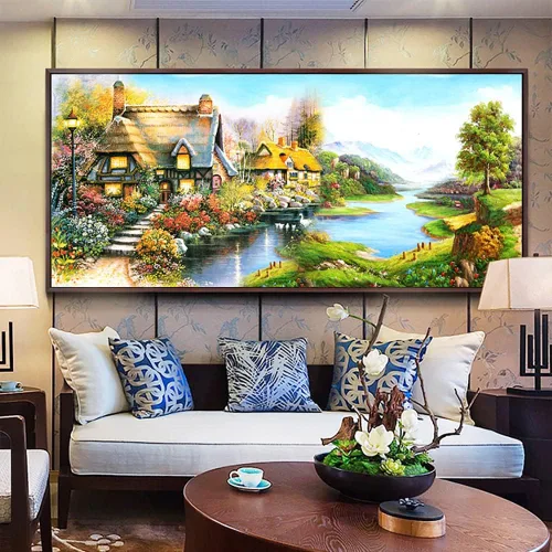 Miniatura 15 de Twinkel Pinkel Kits de pintura de diamantes 5D grandes para adultos, paisaje, cabaña, taladro completo, pintura de diamante, arte de bordado