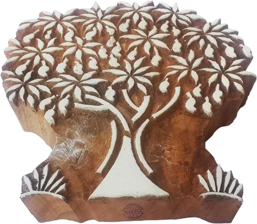 Miniatura 14 de Sello de madera de arcilla Patrón de árbol grande Bloque de impresión grande