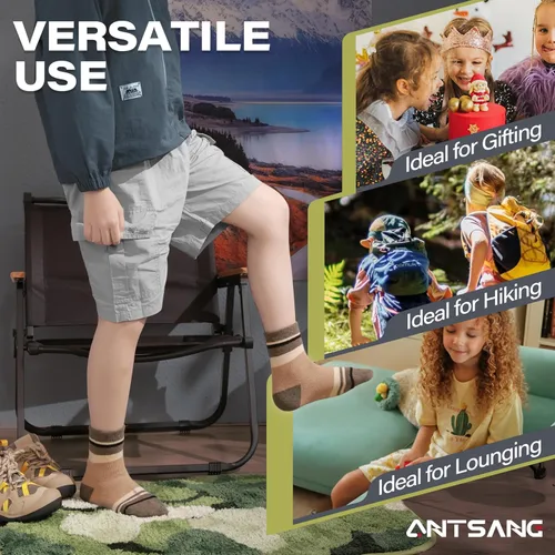 Miniatura 71 de ANTSANG Calcetines de Lana, Calcetines Térmicos Cálidos y Gruesos Tipo Crew Boot para Niños Pequeños, Niños y Niñas, 6 Pares