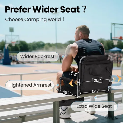 Miniatura 4 de HIGH POINT SPORTS Asiento plegable para estadio Sillas plegables portátiles para estadio Asiento acolchado para gradas Cojín para asiento de gradas