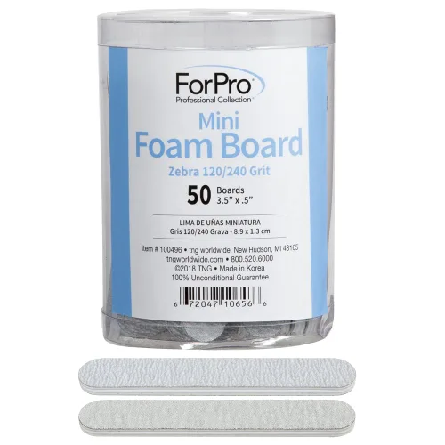 Miniatura 2 de ForPro Mini tablero de espuma, lima de uñas de doble cara, grano 120/240, 3.5 pulgadas de largo x .5 pulgadas de ancho, cebra, 50