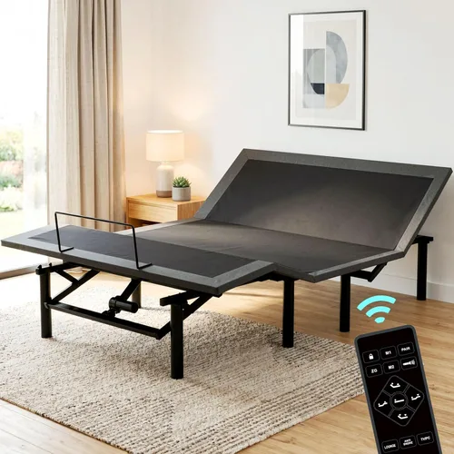 Miniatura 8 de Mixcous Marco de cama ajustable tamaño King con motor silencioso - Inclinación de cabeza y pie, gravedad cero, control remoto inalámbrico, fácil