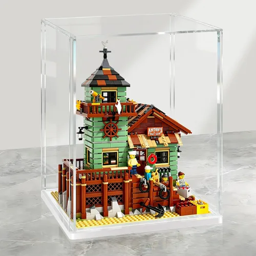 Miniatura 25 de LANSCOERY Vitrina de Acrílico, Caja de Exhibición Ensamblable para Coleccionables, con Diseño a Prueba de Polvo y Sin Costuras, Base Negra de Negro