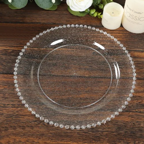Miniatura 54 de Efavormart - Paquete de 10 platos de postre de plástico transparente rubor con borde de cuentas, platos redondos desechables para ensalada, 8