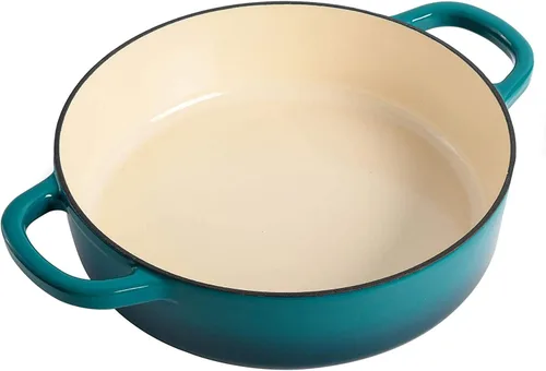 Miniatura 5 de Crock-Pot Crock Pot Artisan - Estofador de hierro fundido esmaltado con tapa, 5 cuartos de galón, verde azulado degradado Turquesa Degradado