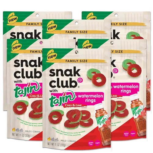 Miniatura 16 de Snak Club Tajin Anillos de Manzana Gomitas de Caramelo, Gomitas de Fruta con Sabor a Chile y Lima, Snacks Leves, Sin Gluten y Veganos, 5 oz Bolsas
