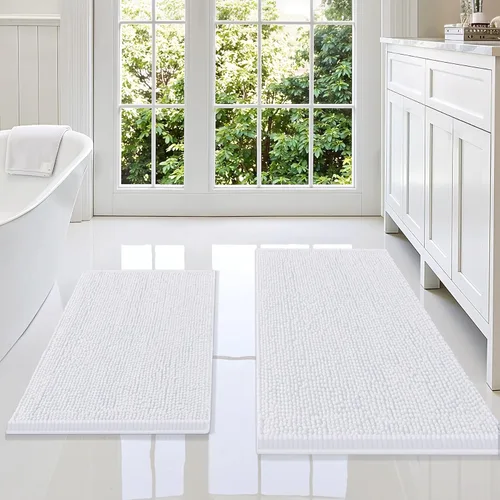Miniatura 89 de Smiry Juego de 2 alfombras de baño, felpilla suave y absorbente, lavable a máquina, antideslizantes, para bañera, ducha y suelo