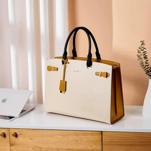 Miniatura 3 de BOSTANTEN Maletín para mujer de 15.6 pulgadas de cuero genuino para laptop, maletín de hombro para trabajo, bolso de mano