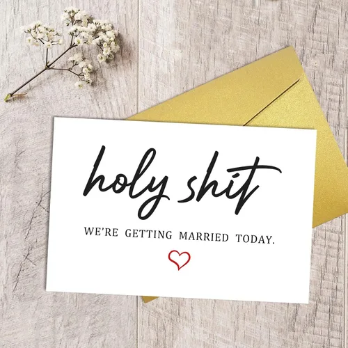 Miniatura 5 de Qiliji Tarjeta de compromiso de gato linda, divertida tarjeta de felicitación de boda, tarjetas de juego de palabras "You're Getting Meow-ied Married
