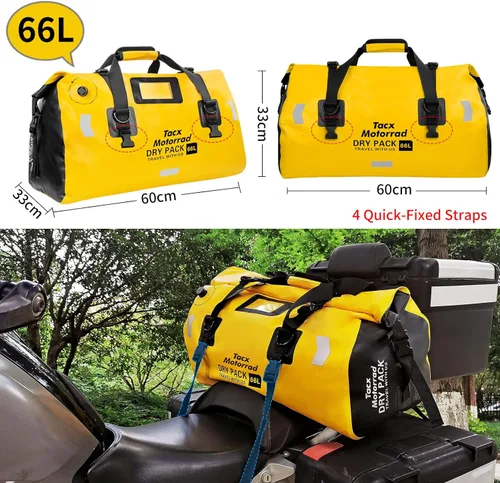 Miniatura 4 de Bolsa de lona impermeable para hombres y mujeres, mochila seca enrollable con correas de fijación rápida, bolsa de sillín de motocicleta