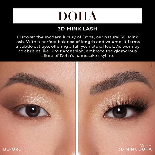 Miniatura 3 de Lilly Lashes Doha Pestañas de visón 3D, la Lilly Lash original para un aspecto esponjoso y natural, pestañas reutilizables hasta 25 veces, pestañas