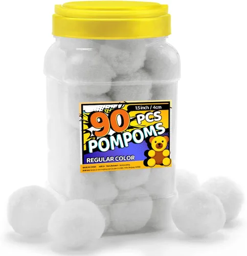 Miniatura 20 de Bundooraking Pompones, 1.5 pulgadas (4cm), 90 piezas bolas grandes multicolor a granel para artes y manualidades, pompones suaves y esponjosos