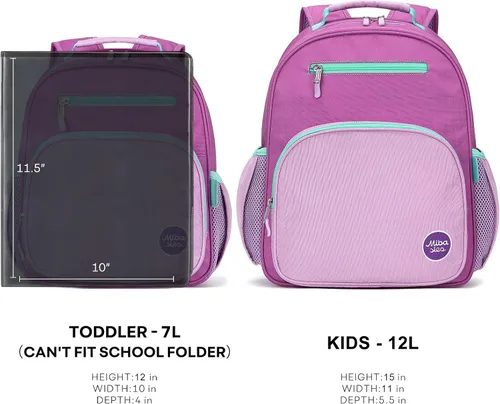 Miniatura 5 de mibasies Mochila para niñas y niños, ideal para niños y niñas, mochila para preescolar jardín de infantes y primaria, Rosa púrpura oscuro, Niñito-7L