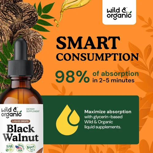 Miniatura 4 de Wild & Organic Tintura de Nuez Negra - Limpieza Desintoxicante con Extracto de Cáscara de Nuez Negra - Suplemento Herbal para Desintoxicación