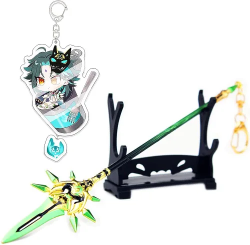 Yoimiya - Llavero con diseño de armas de pulso diseño de juego de impacto Genshin aleación decoración de cosplay coleccionables accesorios de regalo