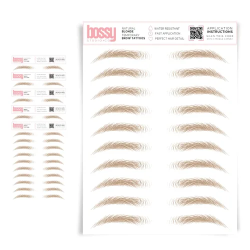 Miniatura 70 de 5 paquetes de tatuajes temporales para cejas, adhesivos impermeables para cejas, tatuajes falsos para el cabello tipo pelar de transferencia