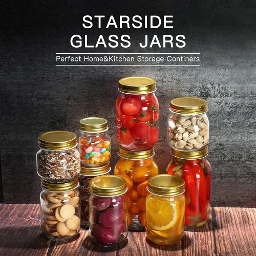 Miniatura 6 de STARSIDE Paquete de 24 tarros de cristal de 8 onzas con tapas de boca regular, 250 ml, recipientes perfectos para mermelada, miel, caramelos