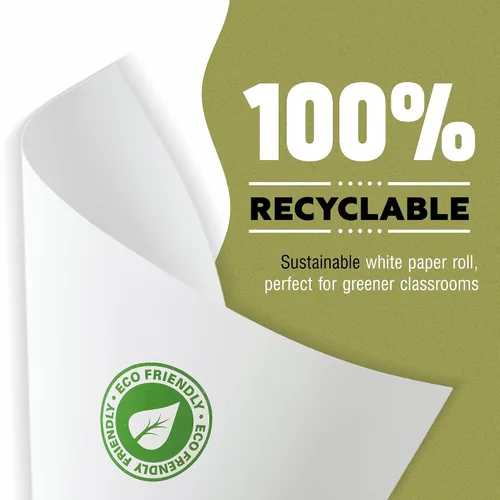 Miniatura 4 de Rollo de papel de caballete de arte blanco (paquete de 2, 18 pulgadas por 75 pies), 100 papel reciclable sin amarillamiento para soporte de tablón