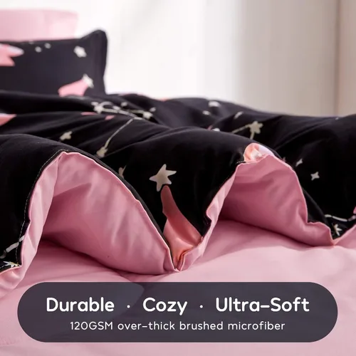 Miniatura 3 de SLEEP ZONE - Juego de edredón de 5 piezas tamaño Individual para niños, estampado suave, con edredón, sábanas y fundas para cojín y almohada, diseño