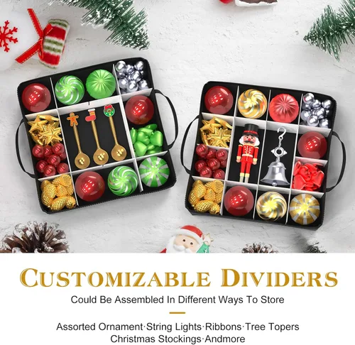 Miniatura 2 de Caja de almacenamiento de adornos navideños con 8 bandejas, almacena hasta 128 adornos navideños, contenedor de almacenamiento de Navidad