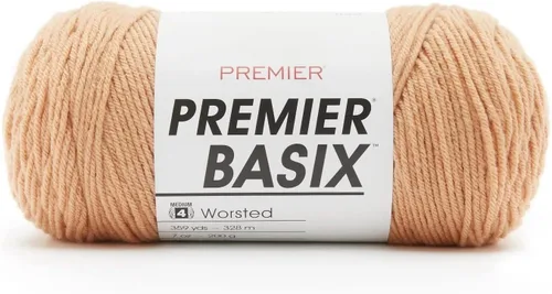 Miniatura 34 de Premier Yarns Basix, hilo de estambre sólido, hecho de acrílico, hilo ideal para ganchillo y tejer, Pecan, 359 yardas 1115-35 Pecan