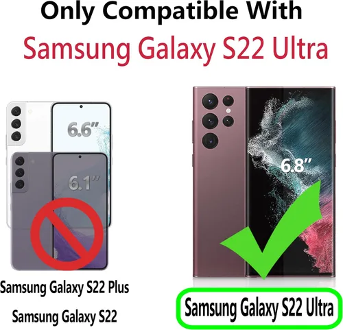Miniatura 2 de Funda tipo cartera para Samsung Galaxy S22 Ultra, con bloqueo RFID, tarjetero de crédito, funda de piel sintética a juego para Samsung S22 Ultra