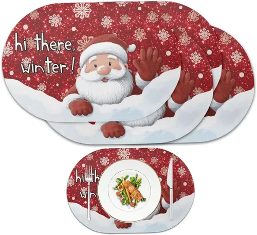 Miniatura 23 de Blue Flower Dining Table Mats Set of 2 Hummingbird Heat Resistant Placemats Washable and Wipeable Non Slip Place Mat, Waterproof Modern Dining Table