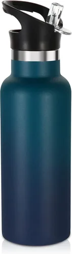 Miniatura 28 de Volhoply Botella de agua aislada para niños de 17 onzas, botellas de agua de acero inoxidable con tapa con pajilla, botella de agua de metal al