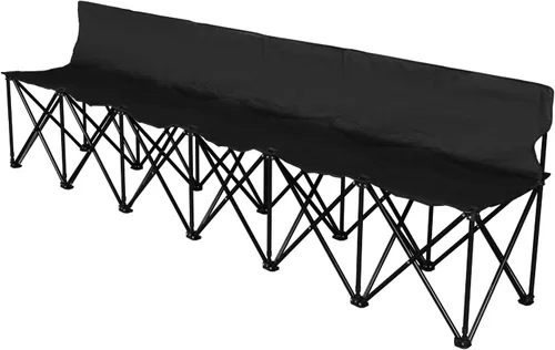 Flexzion Asiento de banco plegable portátil, 6 plazas, banco de fútbol plegable, asientos portátiles para gradas, camping, línea lateral, con Negro