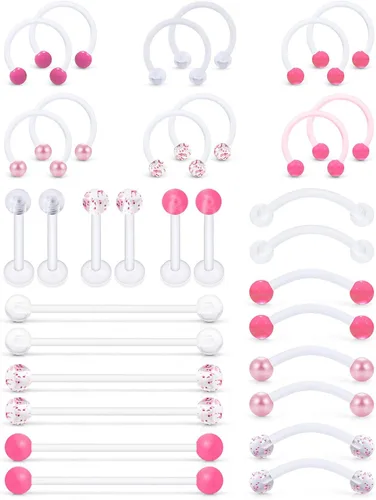 Piercing de labios de plástico transparente/rosa/morado para cejas, sonriente industrial, joyería para cartílago, hélix, tragus daith, aretes