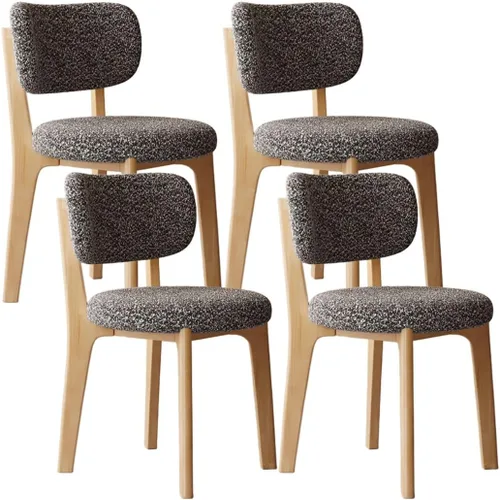 Miniatura 13 de YVYKFZD Solid Wood Dining Chairs, Fabric Dining Room Chair Set of 2/4/6, Upholstered Kitchen Chairs with Curved Backrest, Armless Living Room Chair