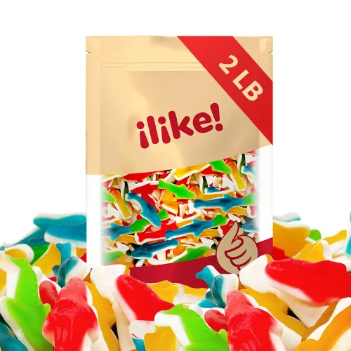 Miniatura 3 de Gummy Sharks Candy Bolsa de 2 libras Sabores surtidos - Cereza, lima, frambuesa azul, limón