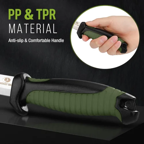 Miniatura 4 de Mossy Oak Cuchillo de hoja fija para exteriores con funda, hoja de punto de caída de acero inoxidable de 4 pulgadas, cuchillos al aire libre