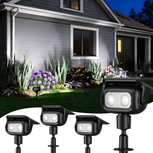 ROSHWEY Focos solares para exteriores, focos impermeables con 2 modos de brillo, iluminación de paisaje luces solares para jardín, patio, camino