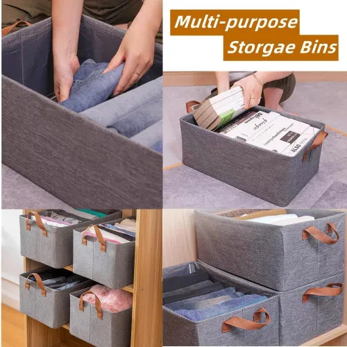 Miniatura 3 de Fordonral Paquete de 3 contenedores de almacenamiento de gran capacidad, sistema organizador de armario, cajas de almacenamiento plegables