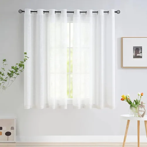 Miniatura 17 de Treatmentex Cortinas de Lino Semi Transparentes Naturales de 84 Pulgadas de Largo, Cortinas de Mezcla Country Falx para Sala de Estar, Casa