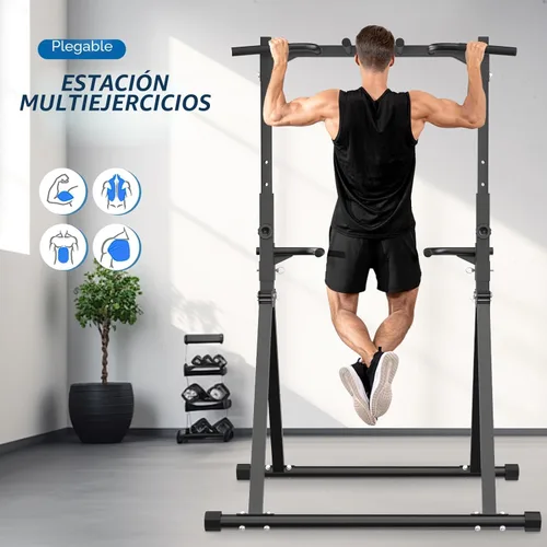 Miniatura 7 de Estación de dominadas Barra de dominadas para equipo de gimnasio en casa Estación de fondos Torre de potencia Entrenamiento de fuerza Equipo