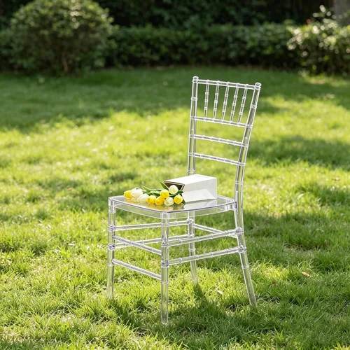 BOOSDEN Clear Chiavari Chairs, Transparent Acrylic Plastic Chair, Accent Armless Dining Chairs, Sturdy Clear Chiavari Chair for Wedding, Party,