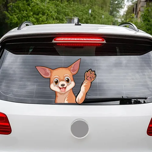 Chihuahua - Calcomanía para limpiaparabrisas trasero, lavable, extraíble, de PVC, divertida cola de cachorro, calcomanía decorativa para