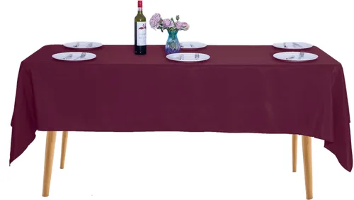 Miniatura 46 de Ascoza Paquete de 2 manteles rectangulares blancos de 60 x 84 pulgadas, tela de poliéster de 4 pies, para bodas, banquetes, restaurantes y fiestas