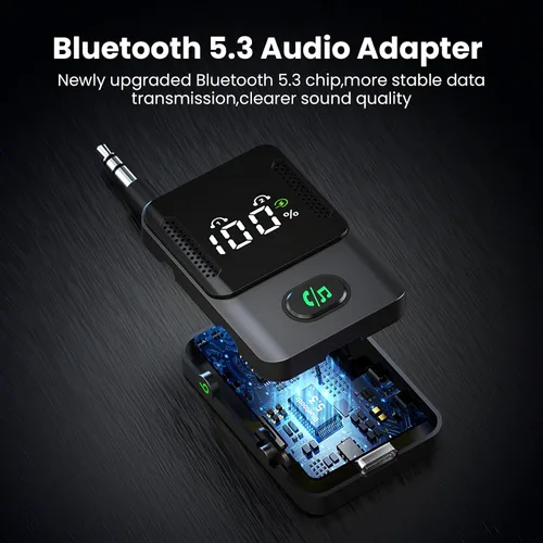 Miniatura 7 de Receptor transmisor Bluetooth para avión, televisores, 2 en 1, adaptador inalámbrico Bluetooth 5.3 compatible con 2 auriculares, teléfonos