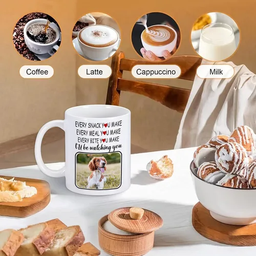 Miniatura 6 de Taza de café personalizada con nombre de foto de mascota, 11 onzas, regalos personalizados de cumpleaños de Navidad para amantes de los perros, taza