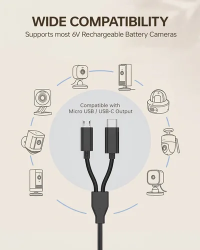 Miniatura 4 de Panel solar de 6 W para cámaras de seguridad - Cargador de batería solar con micro USB y USB-C, impermeable IP67 con montaje ajustable de 360° 3-NO
