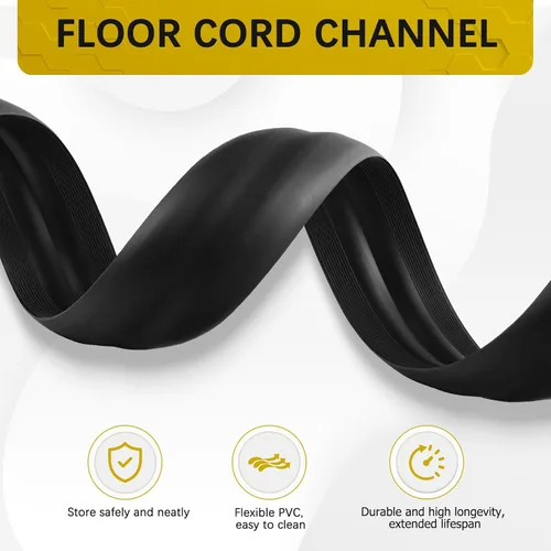 Miniatura 3 de JAHOMFAI Cubierta para cables de piso 1m de largo, cubiertas para cables en el suelo para proteger los cables y prevenir riesgos de caídas, fácil