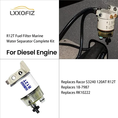 Miniatura 4 de Kit completo de separador de agua con filtro de combustible marino para fueraborda R12T con NPT ZG1/4-19 reemplaza a Racor S3240 120AT R12T