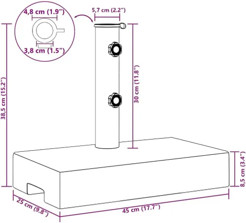 Miniatura 3 de vidaXL Umbrella Base, Patio Umbrella Stand for Poles of 1.5"/1.9", Parasol Base for Outdoor Garden Deck Porch, Granite 55.1 lb Rectangular Black